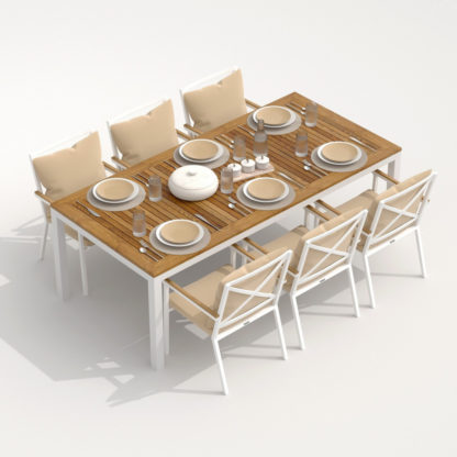 Мебель для веранд обеденная TELLA FESTA plus white beige стол тик 220