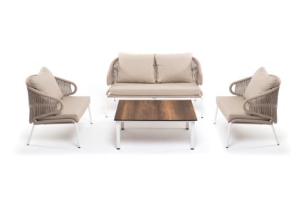 Milano Комплект лаунж мебели на 4 места из роупа цвет бежевый меланж